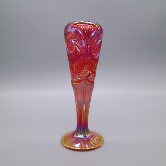 Vintage Fenton Ruby Red Amberina Carnival Glass Vase 8654 Pattern | Cadmium Glow - Picture 9 of 9